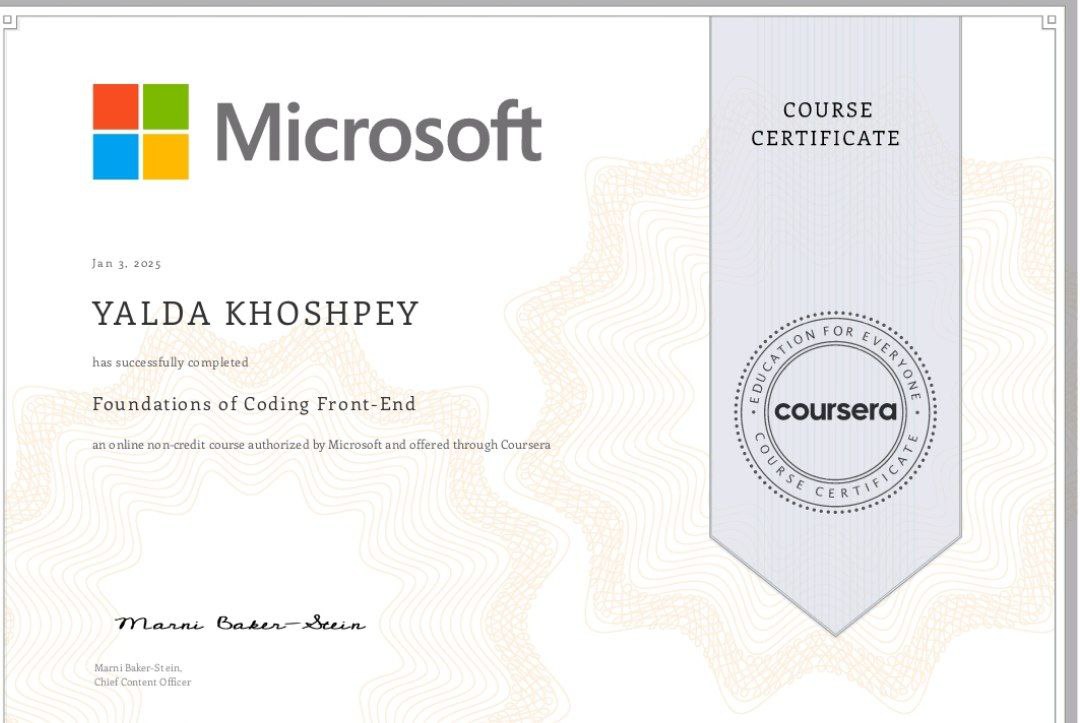 Foundations of Coding: Front End Certificate